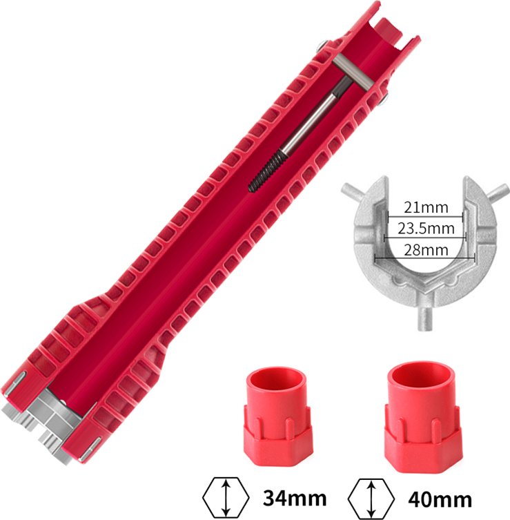 Univerzální nástrčný klíč pro montáž i demontáž vodovodních baterií a dřezů