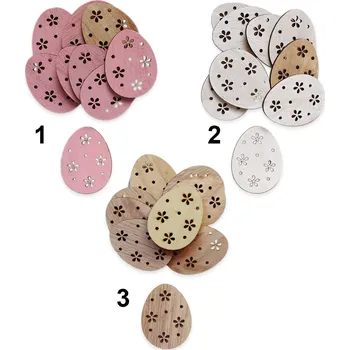 Velikonoční dekorace Vajíčka přízdoba dřevo 10ks/4cm Mix (539493)