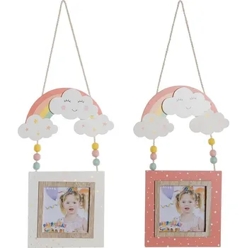 Dámské tričko Rám na fotografie DKD Home Decor Duhová Dřevo MDF (2 ks) (15 x 1 x 48 cm)