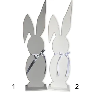 Velikonoční dekorace Zajíc dřevo 80cm mix šedá/bílá (538526)