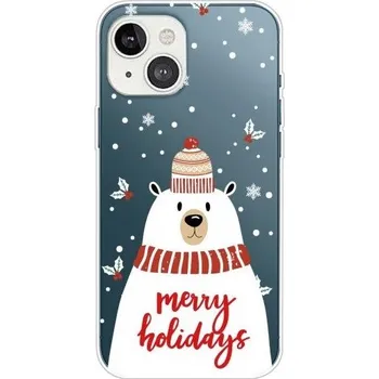 Pouzdro na mobilní telefon Transparentní kryt z měkkého plastu pro iPhone 13 mini - lední medvěd v čepici