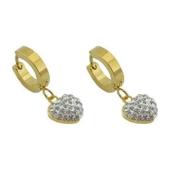 Náušnice Doria Náušnice kruhy z oceli zlaté se srdíčky J297