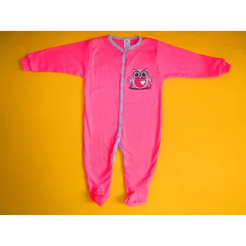 Kojenecký overall pyžamový overal s lemy a potiskem Barva: růžová + šedá, Velikost: 86