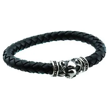 Náramek Doria Náramek motorkářský černý z kůže a oceli B236