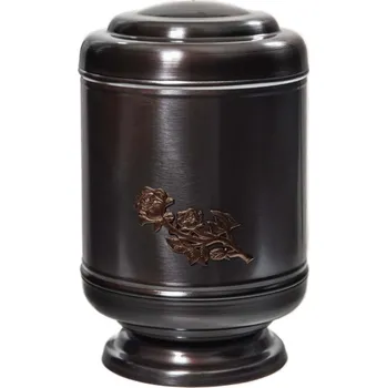 Smuteční dekorace Pohřební Měděná urna na popel, oválné oblé víčko, měď, bez štítku, měď růže