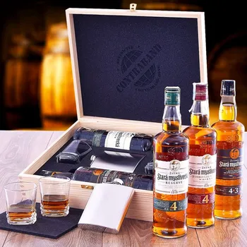 Dárkový potravinový koš Stará žitná myslivecká whisky dárková sada pro muže, tátu, přítele, dědu, strýce, švagra k narozeninám, výročí, svátku, vánocům Standardní víko
