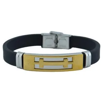 Náramek Doria Náramek černý z kaučuku a chirurgické oceli A046