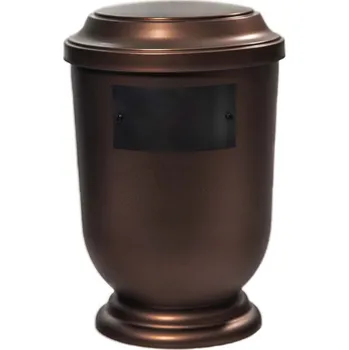 Smuteční dekorace Pohřební Plastová urna na popel, oválné prohlé víčko, staroměď, štítek č. 51, 100 x 50, bez výzdoby