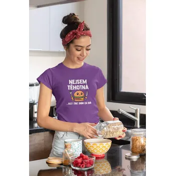 Dámské tričko Nejsem těhotná Barva: Fialová, Velikost: XS