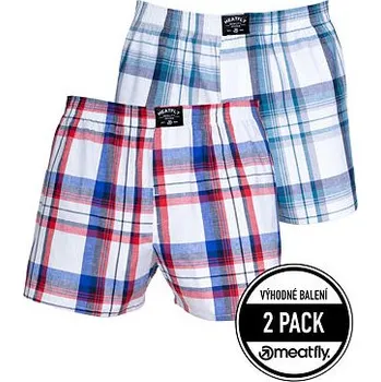 Trenýrky Meatfly pánské boxerky Doug White Red / Blue | Bílá | Velikost XL