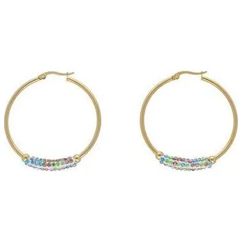 Náušnice Doria Náušnice kruhy zlaté z oceli s krystalky J184