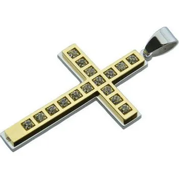 Přívěsek Doria Přívěsek z oceli stříbrný kříž s krystaly F105