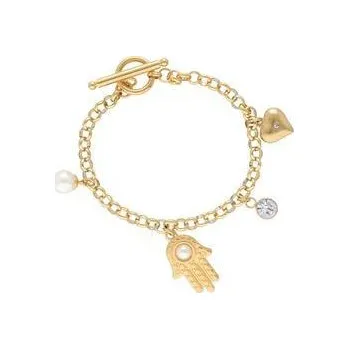 Náramek Doria Náramek zlatý z oceli ss přívěskem Hamsa L348