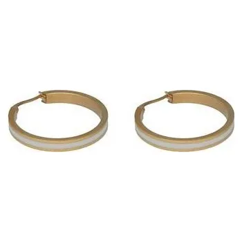 Náušnice Doria Náušnice kruhy zlaté z oceli s bílým páskem J154