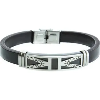 Náramek Doria Náramek černý z kaučuku a chirurgické oceli A120