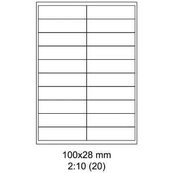 Samolepící etiketa Print etikety Emy 100x28 mm, 20ks/arch, 100 archů, samolepící