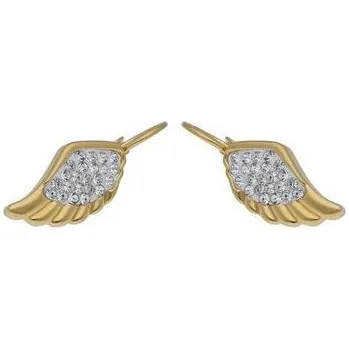 Náušnice Doria Náušnice z oceli zlaté křídla s krystalky C143