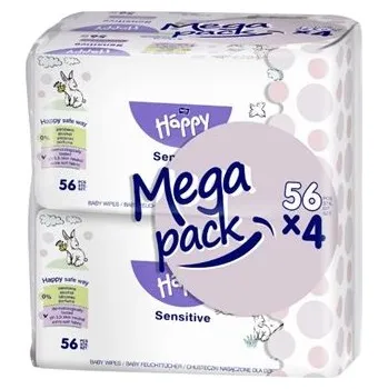 Dětský vlhčený ubrousek BELLA Baby Happy Sensitive (4× 56 ks)