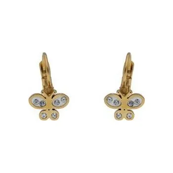 Náušnice Doria Náušnice z oceli zlaté motýlky s krystaly J065