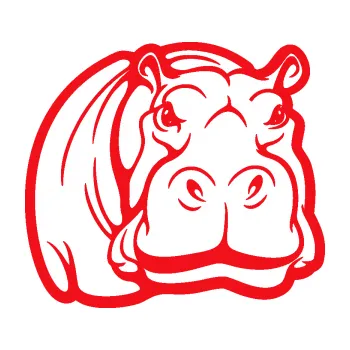 Samolepící dekorace SAMOLEPKA Hroch 004 pravá (10 - červená) NA AUTO, NÁLEPKA, FÓLIE, POLEP, TUNING, VLASTNÍ TEXT, TISK, AUTOSAMOLEPKY.cz, POLEPY, OBRÁZEK, LOGO, SAMOLEPKY