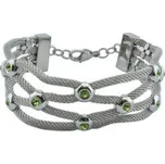 Doria Náramek stříbrný se zelenými kamínky N059