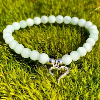 Náramek Minerální náramek larimar - SRDCE LARIMARU (stříbro Ag925) (Náramek z minerálu larimaru)