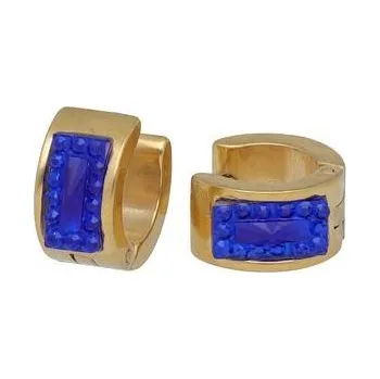 Náušnice Doria Náušnice kruhy zlaté s modrými krystaly C209