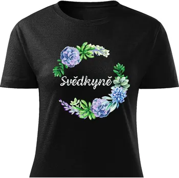 Dámské tričko Dámské tričko Svědkyně - květiny modré Barva: Černá, Velikost: XL