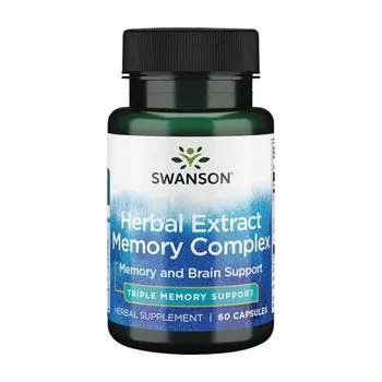 Swanson Herbal Extract Memory Complex Extrakt z Ginkgo biloba, Vinpocetin a Huperzine serrata 60 ks, kapsle