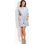 Značkové kimono šaty s opaskem a kapsami L121 - ŠEDÉ M/L Barva: Světle Šedá, Velikost: M