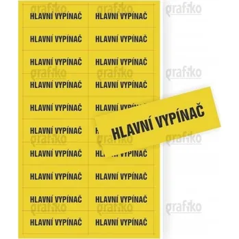 vypínač Grafiko 7.0216.S26A Nálepka Hlavní vypínač 26x74 žlutá