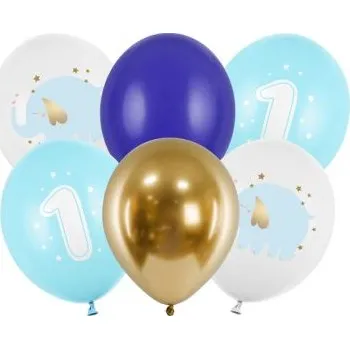Balónek Balóny 30 cm, 1 rok, modré, 6 ks
