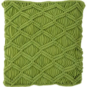 Dekorativní polštářek Pistáciově zelený polštář s výplní Macrame - Ø 45*10 cm
