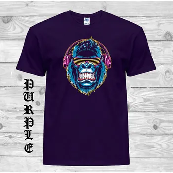 Chlapecké tričko detske-levne-bavlnene-tricko-potisk-neonova-opice Barva: Purple - purpurová, velikost: 164