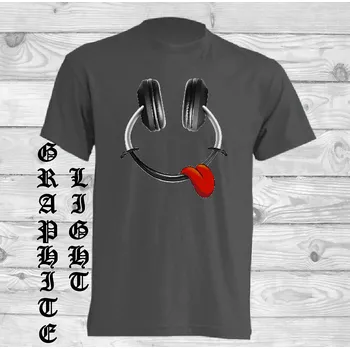 Pánské tričko levne-bavlnene-vtipne-tricko-potisk-vesela-sluchatka Barva: Light graphite - světle grafitová, velikost: M