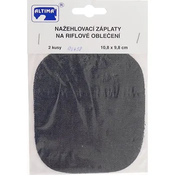 Látková záplata Záplaty zažehlovací JEANS - tmavošedá, 10,8 x 9,8 cm