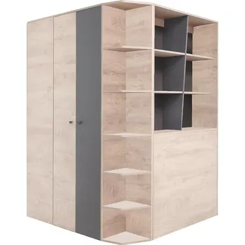 Šatní skříň Rohova Skříň Delta 135cm Dub/Antacit