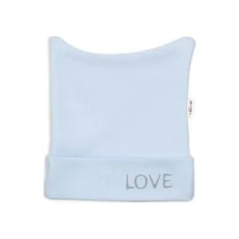 Kojenecká čepice NOVOROZENECKÁ ČEPIČKA BABY NELLYS, LOVE - MODRÁ, VEL.56