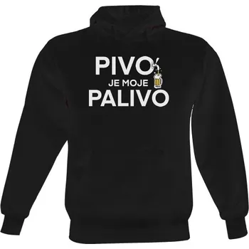 Pánská mikina Pánská mikina s kapucí s potiskem Pivo je moje palivo na mikině pánské