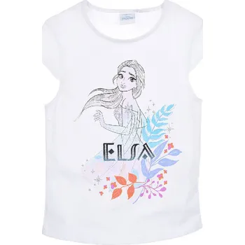 Dívčí tričko SUN CITY Dětské tričko Frozen Ledové království Elsa třpytivé bavlna bílé Velikost: 104 (4 roky)