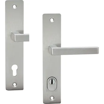 Dveřní kování COBRA BEZP.K. TOWER H PŘEKRYTKA Provedení: PZ (vložkový zámek), Povrch: F9 - nerezový elox, Rozteč: 92 mm