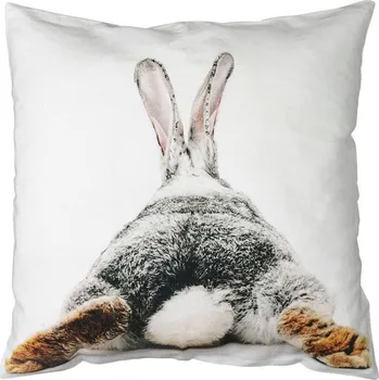 Dekorativní polštářek Bílý bavlněný polštář s králíčkem Rabbi Legs - 50*15*50cm