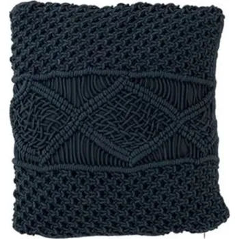 Dekorativní polštářek Tmavě modrý polštář s výplní Macrame - Ø 45*10 cm