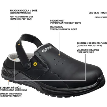 Pracovní obuv BNN BLACK OB ESD Slipper NEW 0694010460 - 45