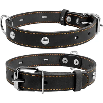 Obojek pro psa Kožený obojek s kovovou dekorací černý s dekorací Obvod krku: 27-35 cm, šířka: 14 mm
