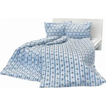 Povlečení Stanex Retro modré krepové 140 x 200, 70 x 90 nitěné knoflíky