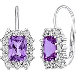 Stříbrné náušnice se syntetickým ametystem SILVEGOB31757am