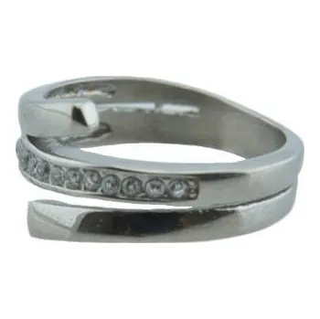 Prsten Doria Prsten z oceli stříbrný s kamínky M151 Velikosť: 59 / 60