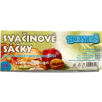 Sáček na potraviny Beneš 8001 Sáčky svačinové 250 x 400 mm, 25 ks