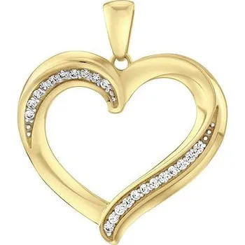 Přívěsek Zlatý přívěsek velké srdce se zirkony QRGP292